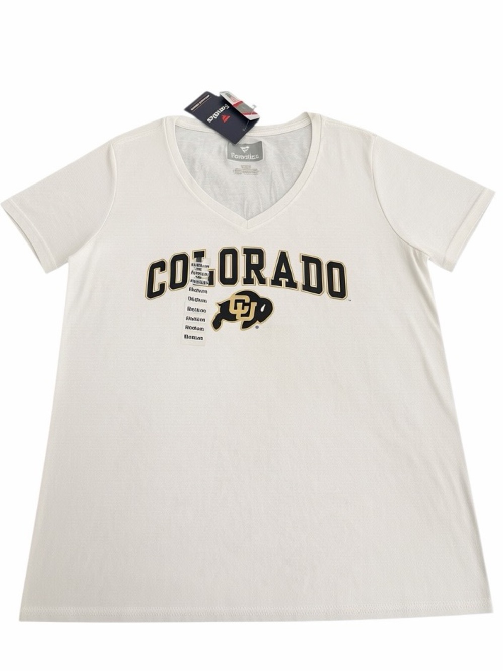 Colorado Buffaloes Womens Size Medium White Short Sleeve Fanatics V Neck Tee NWT